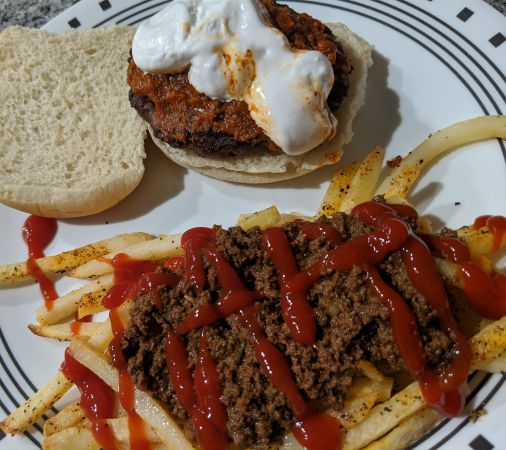 Tonys Fluff Screamer Burger with Fries