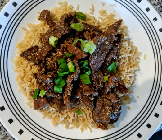 Bo Luc Lac, Vietnamese Shaking Beef, over brown rice