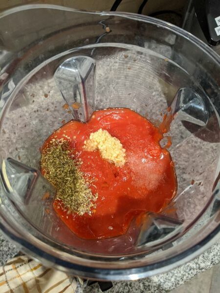 Tomato Sauce and herbs in Vitamix