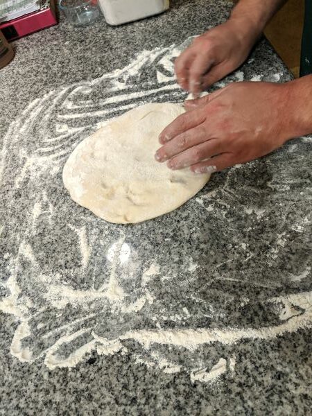 Dough on floured counter