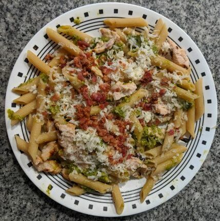 Chicken Bacon Pesto Penne on plate