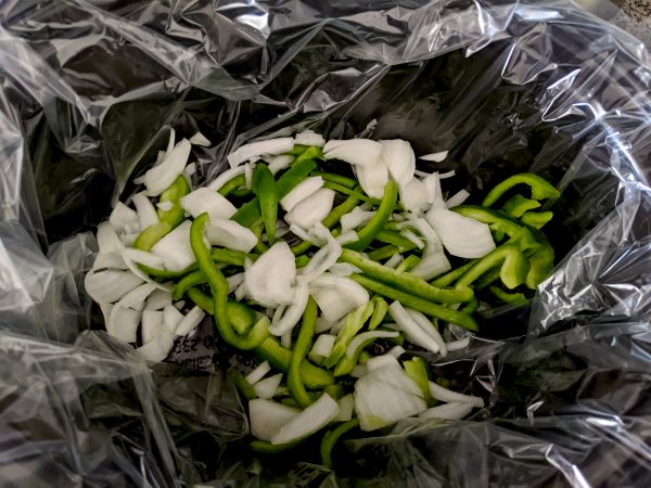 Onions and Green Peppers in Crock Pot