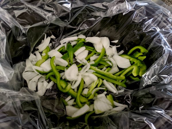 Onions and Green Peppers in Crock Pot