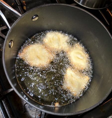 Potato Pancakes Frying in Oil