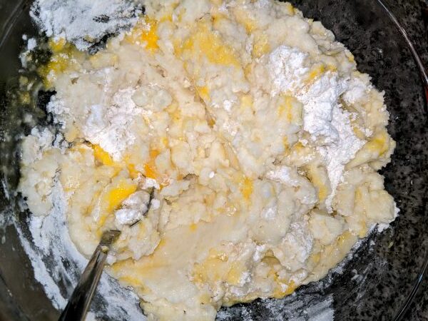 Grated Potatoes and Onions with flour and egg
