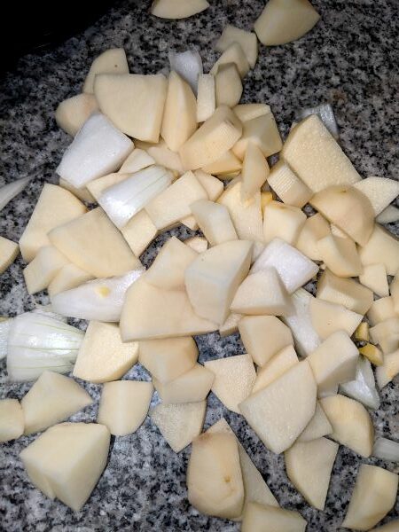 Chopped Potatoes and Onions