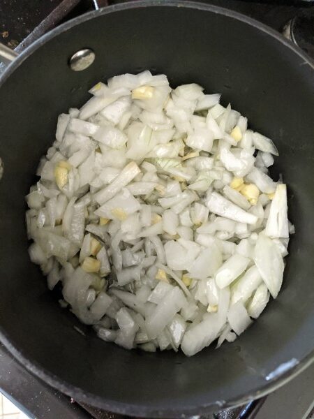 Onions and Garlic in pot