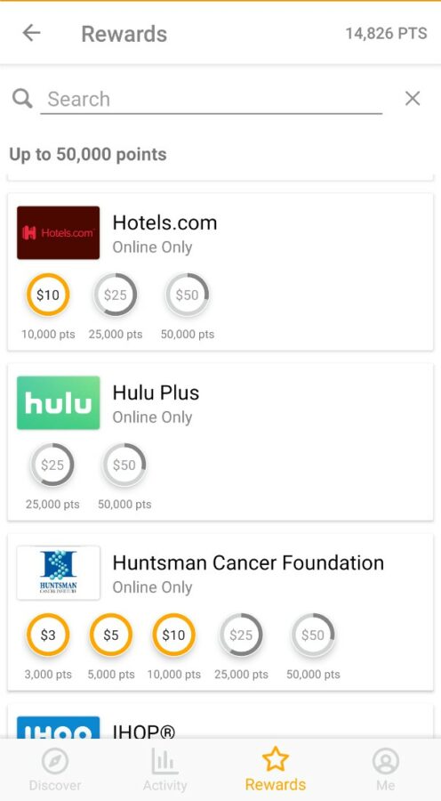 Fetch Rewards - Reward Redemption Screen Screenshot