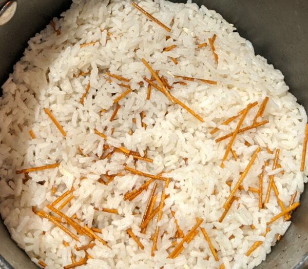 Rice and Noodles in Pan