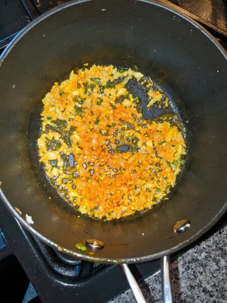 Chopped Onion in Pan with Turmeric