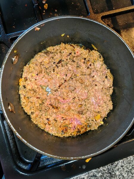 Meat and Herbs for Sambousek Filling