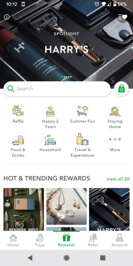 Miles App: Rewards Tab