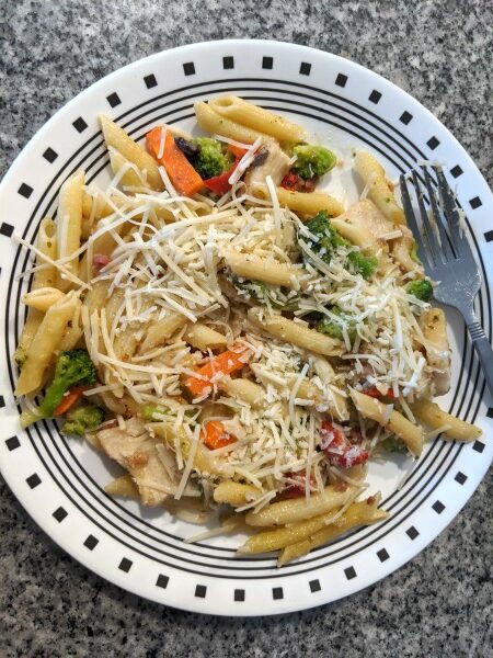 Chicken Penne Primavera Served