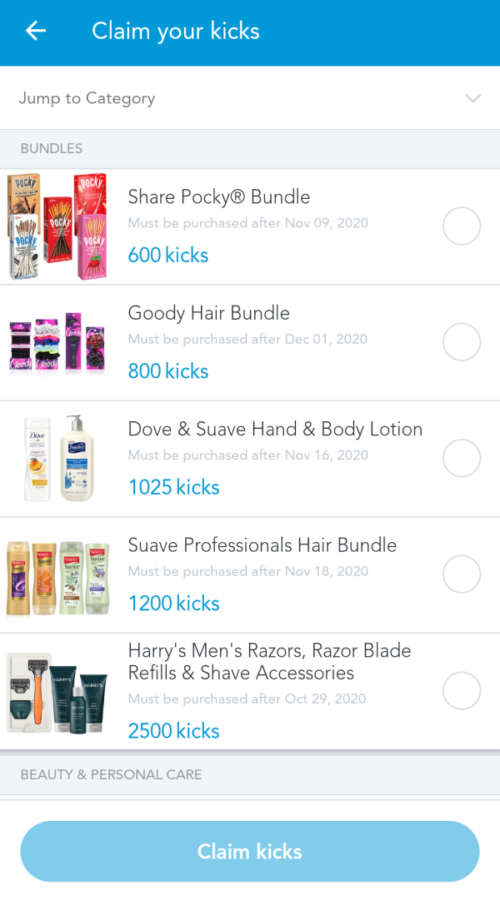Shopkick Shop In Store Kicks Menu for Walmart