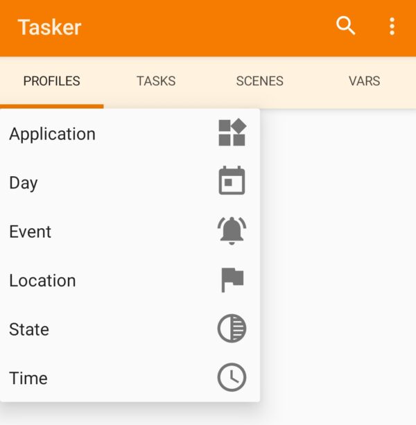 screenshot tasker add new profile