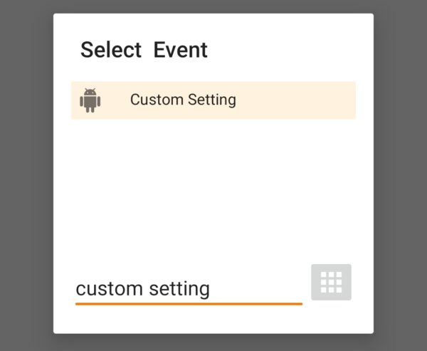 screenshot tasker event select custom setting