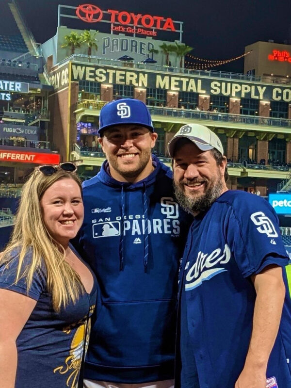 Lora and Matt with David Bednar - Our Third Year as a Host Family for the Lake Elsinore Storm