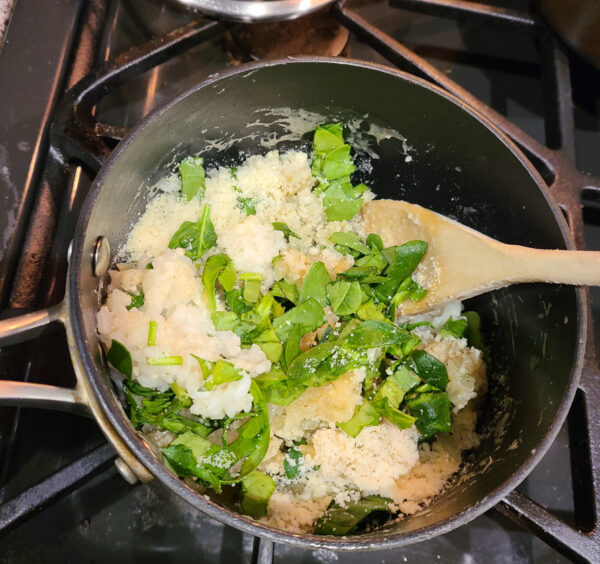 Adding Spinach to Risotto