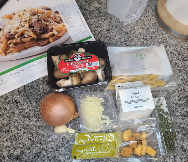 Baked French Onion Penne ingredients