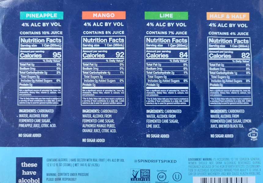 Spindrift Spiked Nutrition Facts