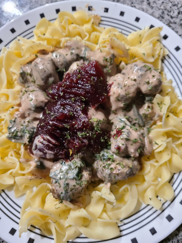 Swedish Meatballs on Egg Noodles