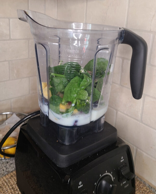 Vitamix with smoothie ingredients