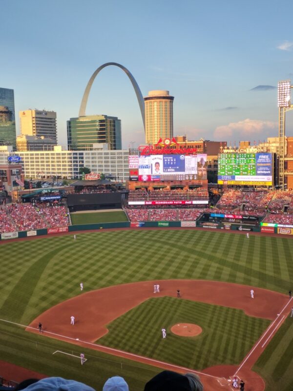 Gateway Arch as seen from upper deck of Busch Stadium