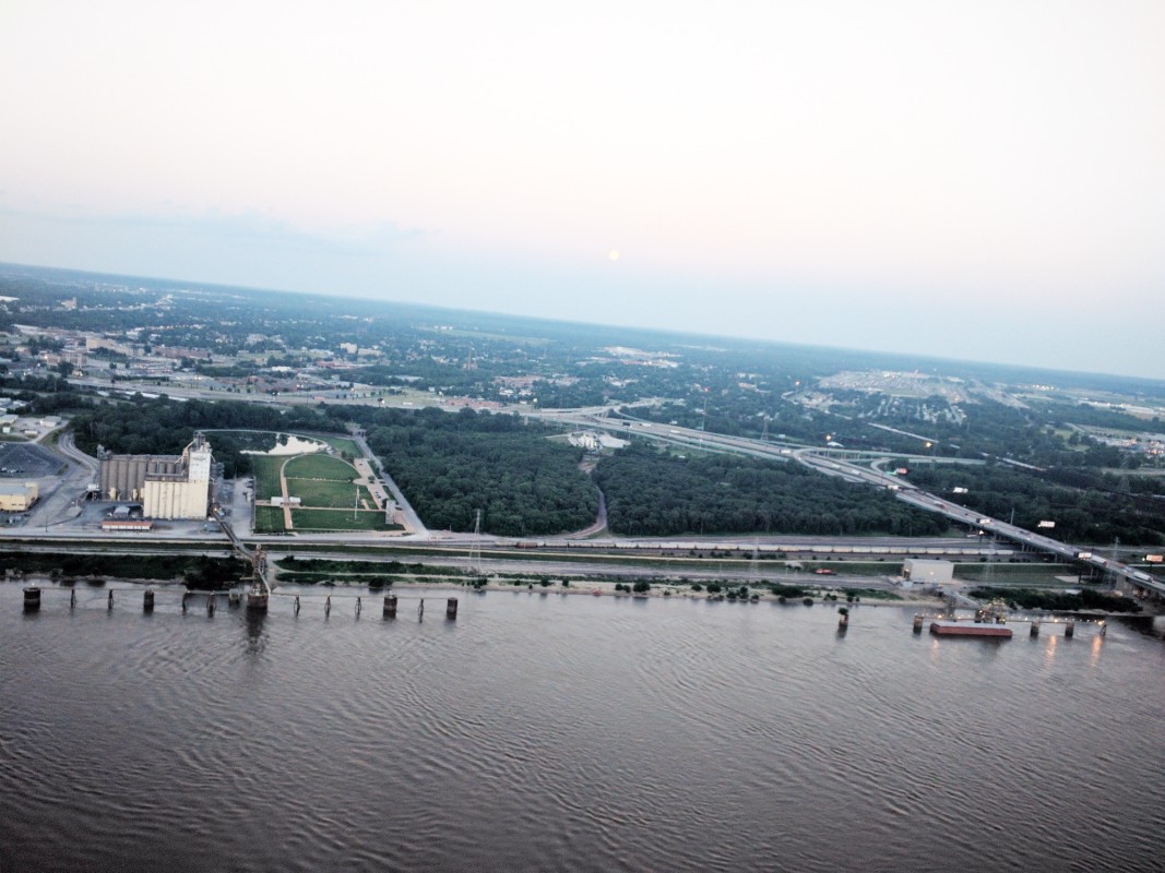 View of Illinois from the Gateway Arch overlooking the Mississippi River