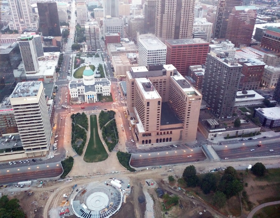 View of Downtown St. Louis from the Gateway Arch and the Westward Expansion Museum