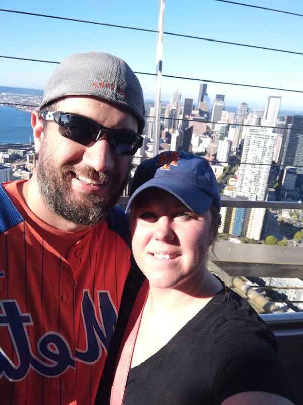 Couple atop Seattle Space Needle