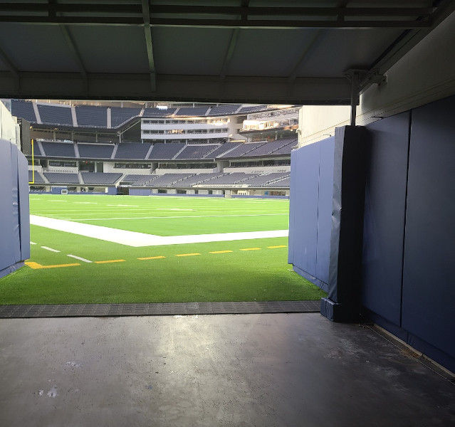 Tunnel view of the field at SoFi Stadium