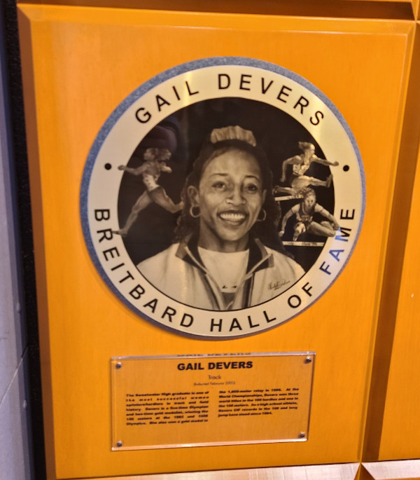 Breitbard Hall of Fame at Petco Park plaque for Gail Devers