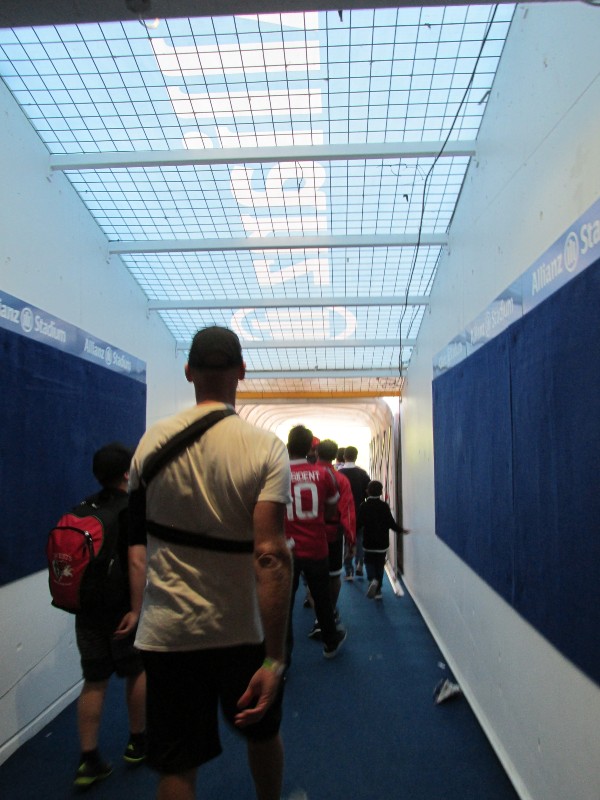 Walking through the tunnel to the field at Allianz Stadium