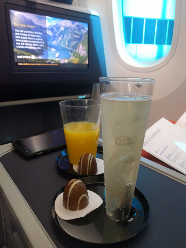 What We Ate In Australia - United Airlines First Class Takeoff Toast with Chocolate.