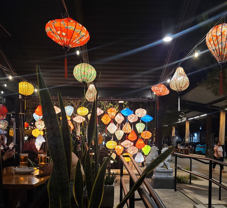 18 Folds in Anaheim, California lanterns from outside dining area.