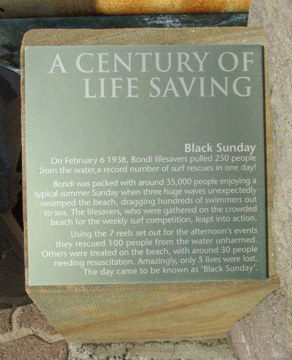 Dedication to Surf Lifesaving Clubs of Bondi