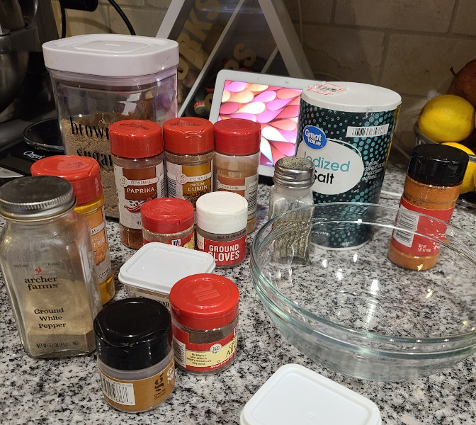 Spices on counter