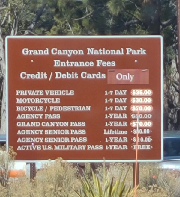 Grand Canyon National Park Entry Fees 2021
