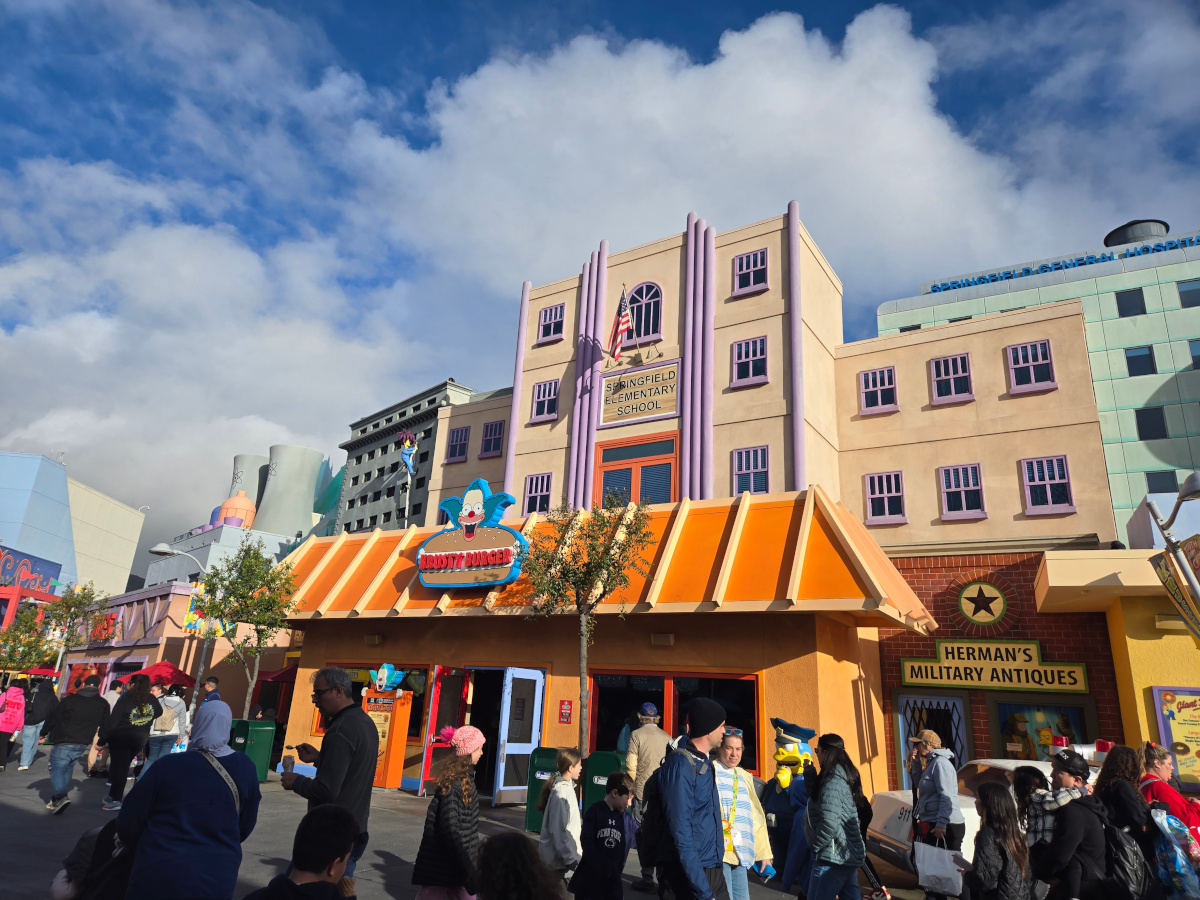 Outside of Krusty Burger at Universal Studios Hollywood