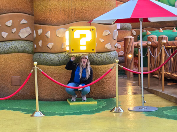 Super Mario Land at Universal Studios Hollywood Lower Lot nearly empty while we visited Universal Studios in the Rain