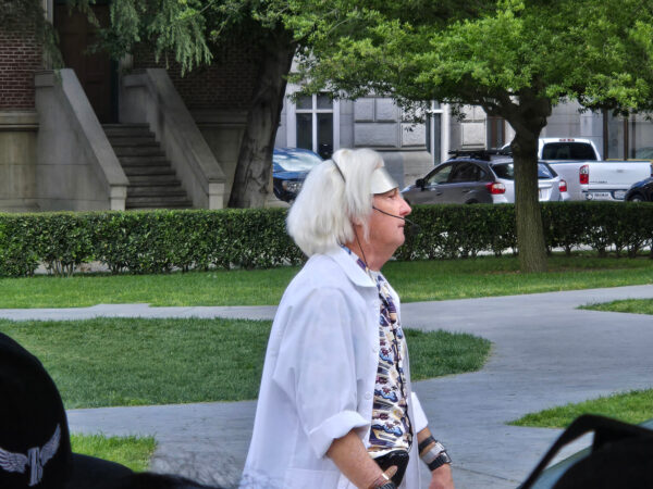 Doc Brown talking to Time Travelers at Universal Studios Hollywood Studio Tour for Universal Studios 60th Anniversary