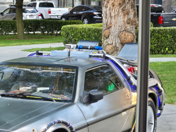 Back to the Future DeLorean at Universal Studios Hollywood Studio Tour for Universal Studios 60th Anniversary
