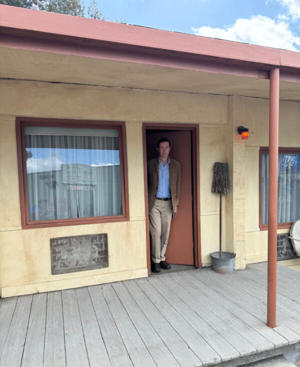 Norman Bates leaving a room at the Bates Motel from Psycho for the Universal Studios Hollywood Studio Tour Special Edition for Universal Studios 60th Anniversary