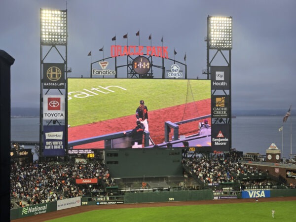Joey Lucchesi after pitching at Oracle Park, home of the San Francisco Giants