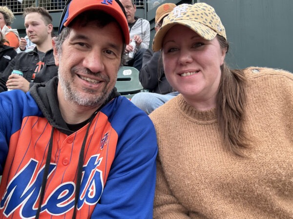 Couple at Oracle Park, home of the San Francisco Giants