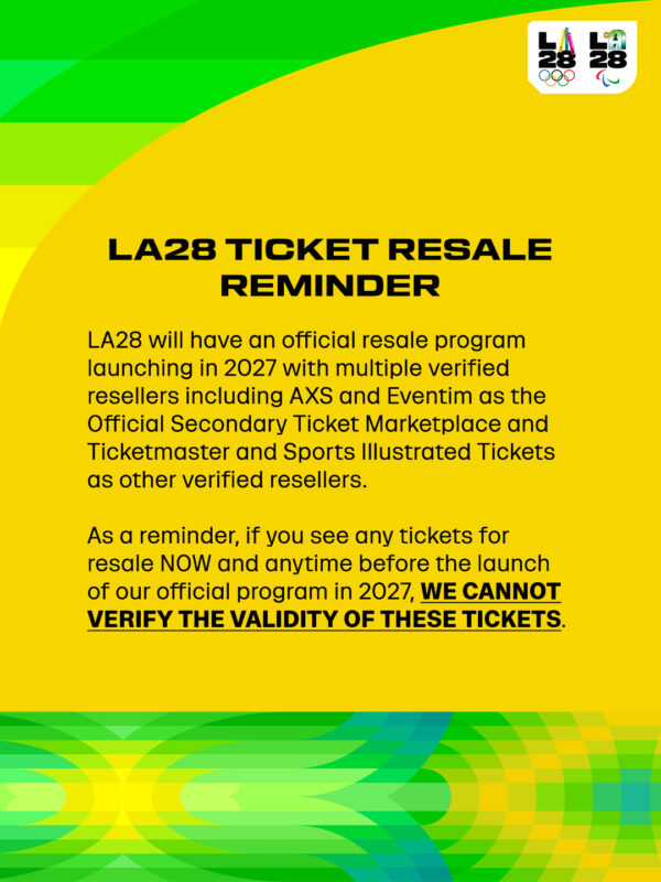 LA28 Ticket Resale Reminder